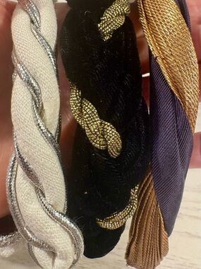 David 3 Classic Black &Gold Twisted Headband White &silver, black velvet & gold